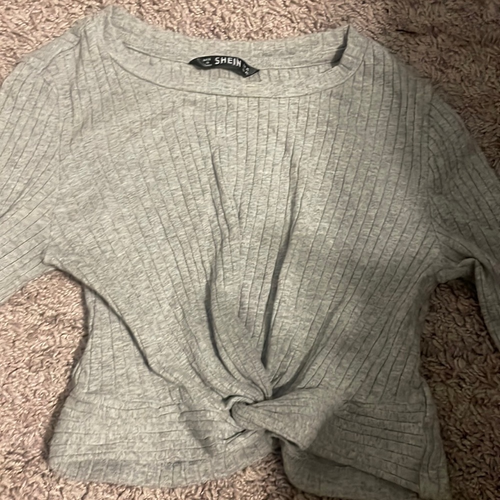 SHEIN crunched grey crop top